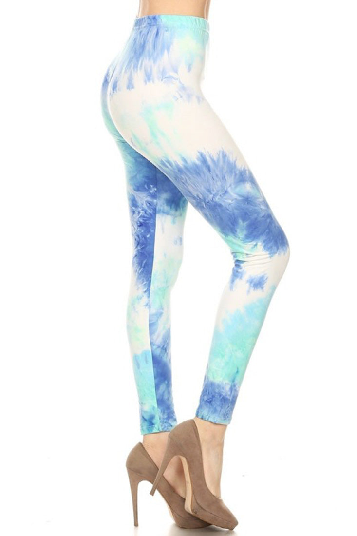 Niobe Clothing Light Blue Tie Dye Leggings - Leggings p_leggings