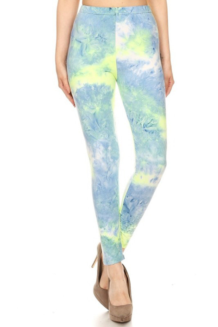 Niobe Clothing Neon Blue Tie Dye Leggings - Leggings p_leggings