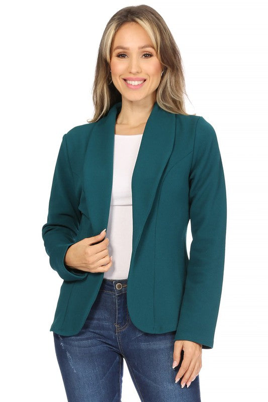 Zenana Lightweight Casual Open Front Blazer - Pea Coats sb_outerwear