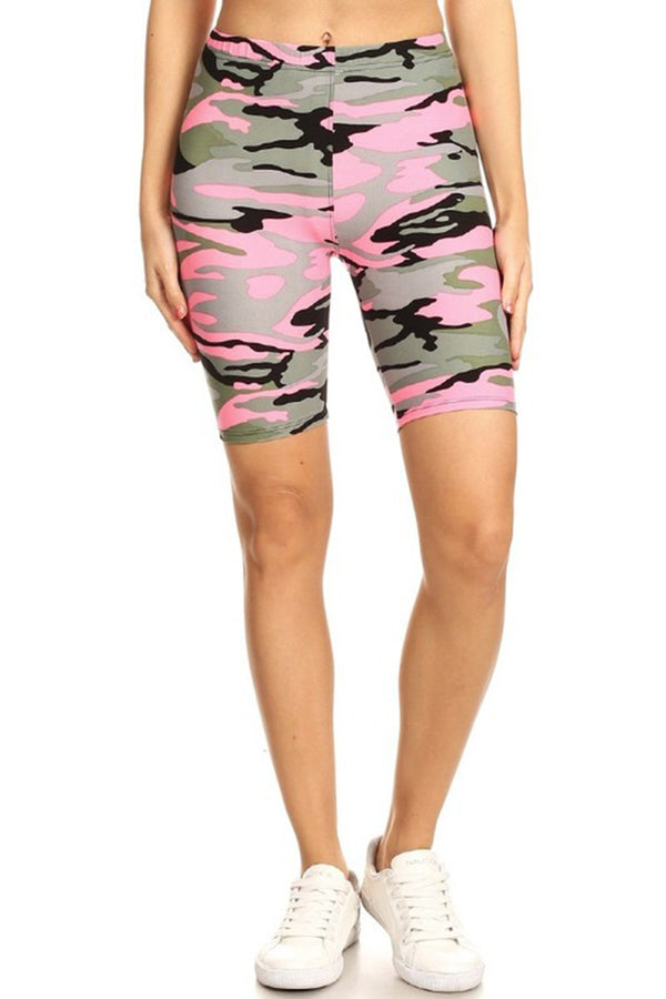 Light Pink Camo Biker Shorts