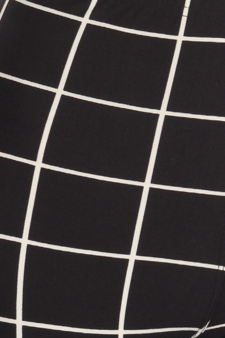 Niobe Clothing Black White Windowpane Check Leggings - Leggings p_leggings
