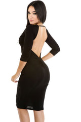 Niobe Clothing Open Low Back Bodycon Midi Dress - dress