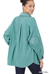 Oversized Solid Fleece Shacket