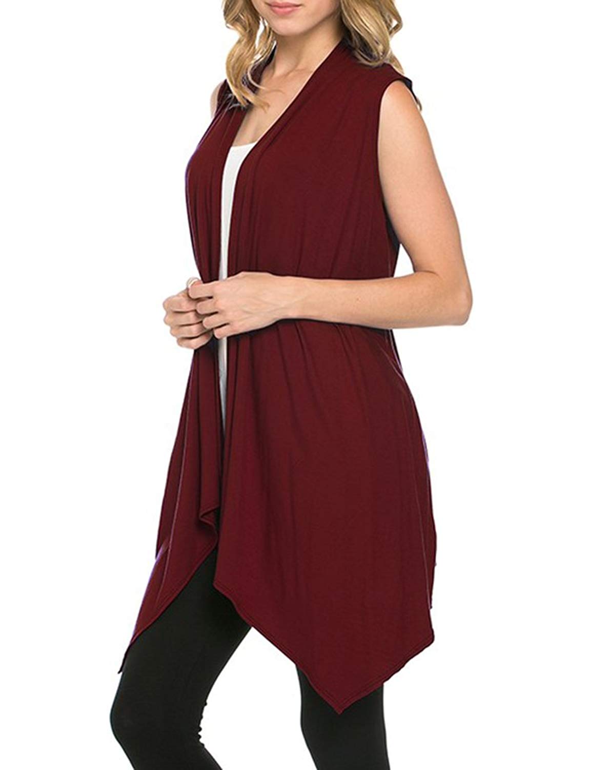 Niobe Clothing Sleeveless Asymmetric Hem Cardigan - f_outerwear