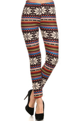 Niobe Clothing Multicolor Snowflake Graphic Print Lined Leggings - leggings