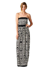 Niobe Clothing Strapless Baroque Damask Design Maxi Dress - dress