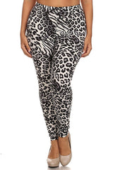 Niobe Clothing Grey Leopard Tiger Design Plus Size Leggings - leggings