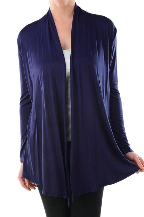 Niobe Clothing Rayon Span Open Long Sleeve Cardigan - f_outerwear