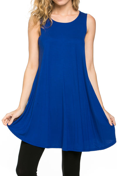 Azules Sleeveless A-line Tank Tunic - Tunics f_tops
