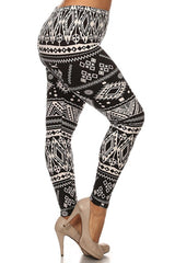 Niobe Clothing White Diamonds Design Plus Size Leggings - leggings