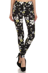 Niobe Clothing Pastel Floral Graphic Print Lined Leggings - leggings