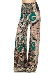 Niobe Clothing High Waist Fold Over Wide Leg Palazzo Pants (Exquisite Jade) - pants