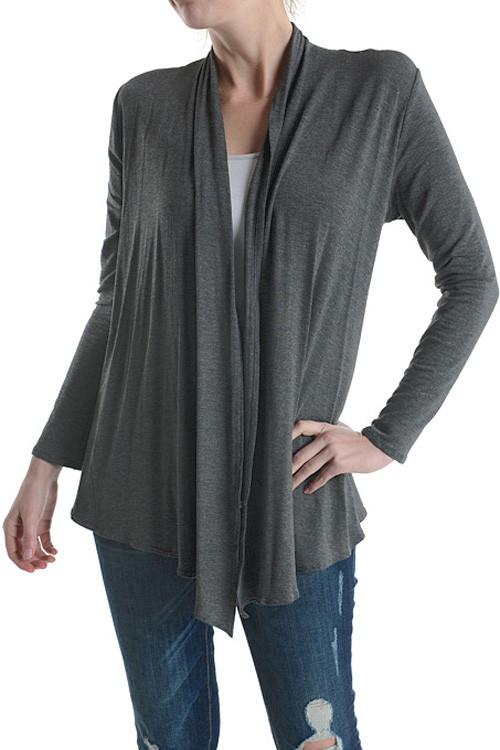 Niobe Clothing Rayon Span Open Long Sleeve Cardigan - f_outerwear