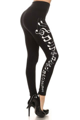 Niobe Clothing Musical Notes Graphic Print Lined Leggings - leggings
