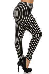 Pinstripe Design Leggings Plus Size leggings- Niobe Clothing