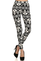 Niobe Clothing Black Skull Print Lined Leggings - leggings