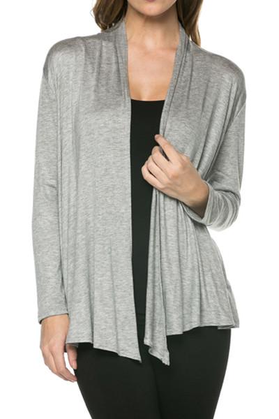 Niobe Clothing Rayon Span Open Long Sleeve Cardigan - f_outerwear