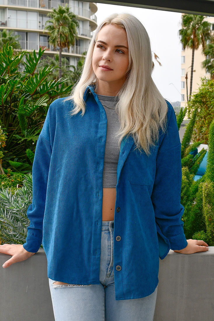 Zenana Oversized Corduroy Shacket - Coats & Jackets sb_outerwear