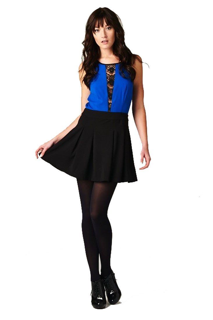 Niobe Clothing Sleeveless Lace Inset Open Back Cocktail Dress - f_dresses