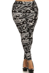 Niobe Clothing Damask Design Plus Size Leggings - leggings