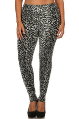 Niobe Clothing Grey Cheetah Animal Design Plus Size Leggings - leggings