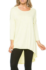 Azules Rayon Span 3/4 Sleeve Tunic Top - Tunics