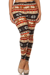 Niobe Clothing Moose and Mistletoe Design Plus Size Leggings - leggings