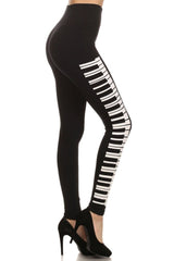 Niobe Clothing Piano Keys Graphic Print Lined Leggings - leggings