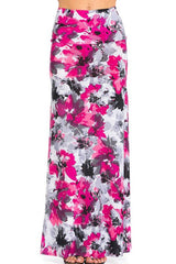 Niobe Clothing Pink Accent Floral Printed Maxi Skirt - Skirts
