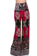 Niobe Clothing High Waist Fold Over Wide Leg Palazzo Pants (Baroque) - pants