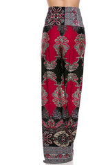Niobe Clothing High Waist Fold Over Wide Leg Palazzo Pants (Baroque) - pants