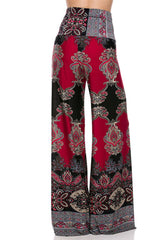 Niobe Clothing High Waist Fold Over Wide Leg Palazzo Pants (Baroque) - pants