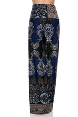 Niobe Clothing High Waist Fold Over Wide Leg Palazzo Pants (Baroque) - pants
