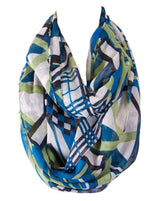 Niobe Clothing Multicolor Abstract Line Design Infinity Loop Scarf (Turquoise) - Scarves