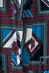 Niobe Clothing High Waist Fold Over Wide Leg Gaucho Palazzo Pants (Multicolor Geometric) - pants