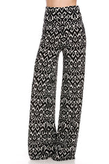 Niobe Clothing High Waist Foldover Boho Palazzo Pants (Tribal Aztec) - pants