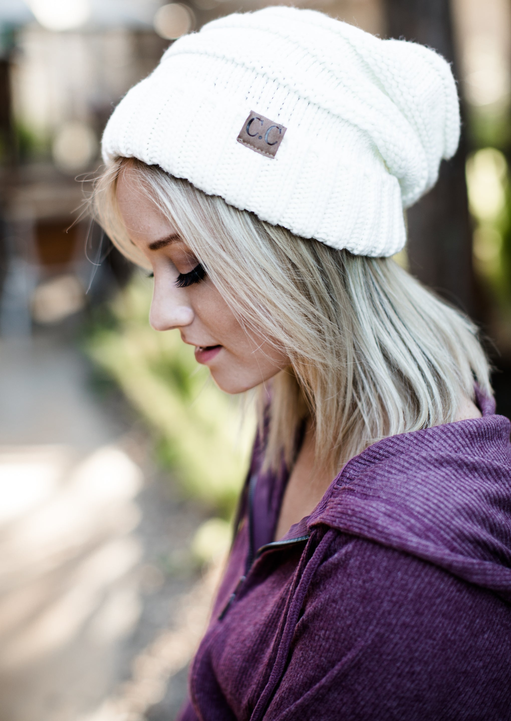 C.C. Unisex Solid Color Knit Oversized Slouchy Beanie - Beanies Hats