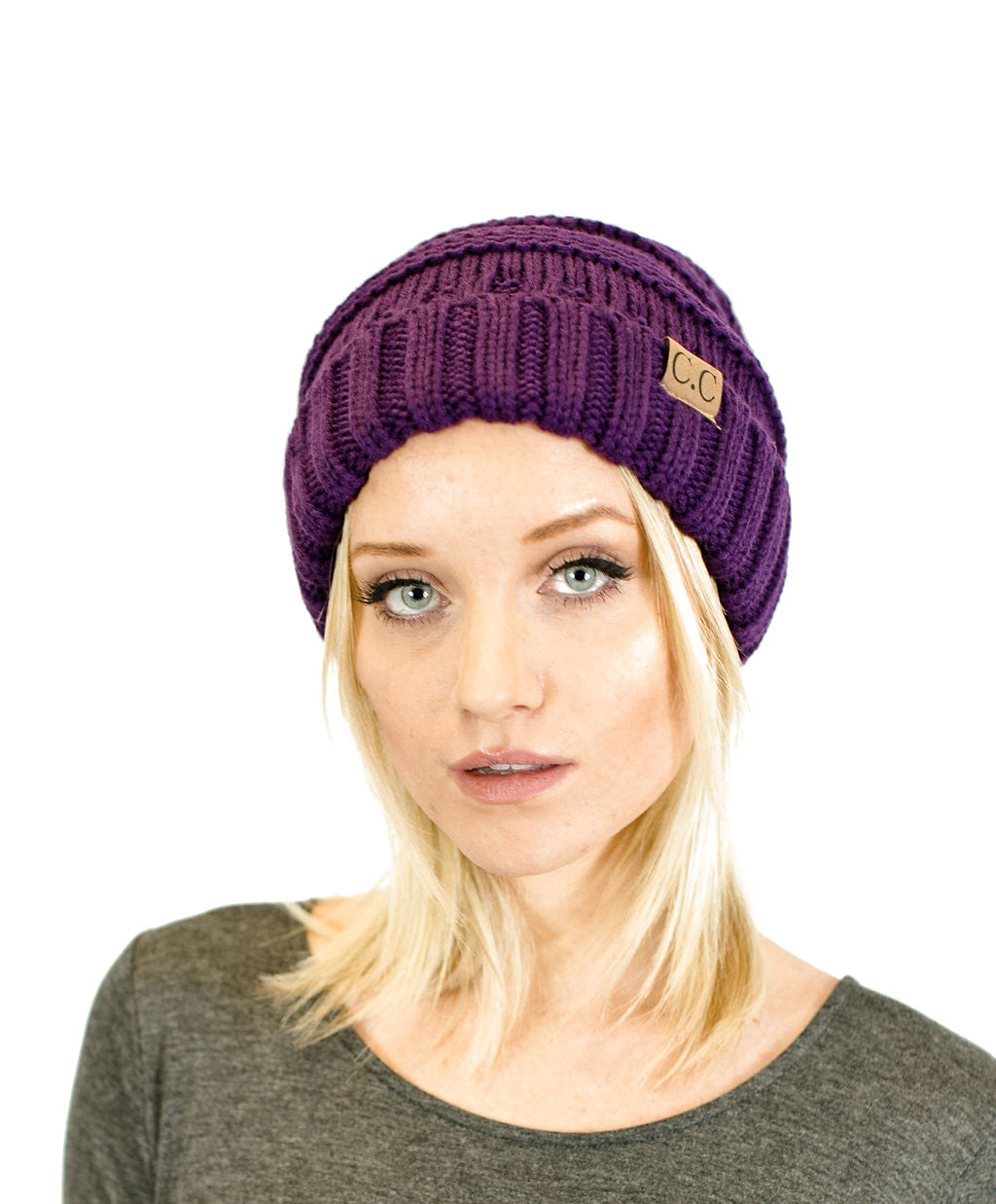 Unisex Solid Oversized Slouchy Knit Beanie