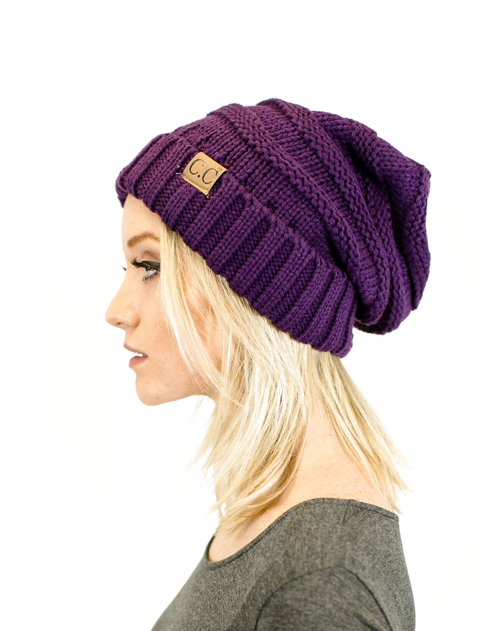 Unisex Solid Oversized Slouchy Knit Beanie
