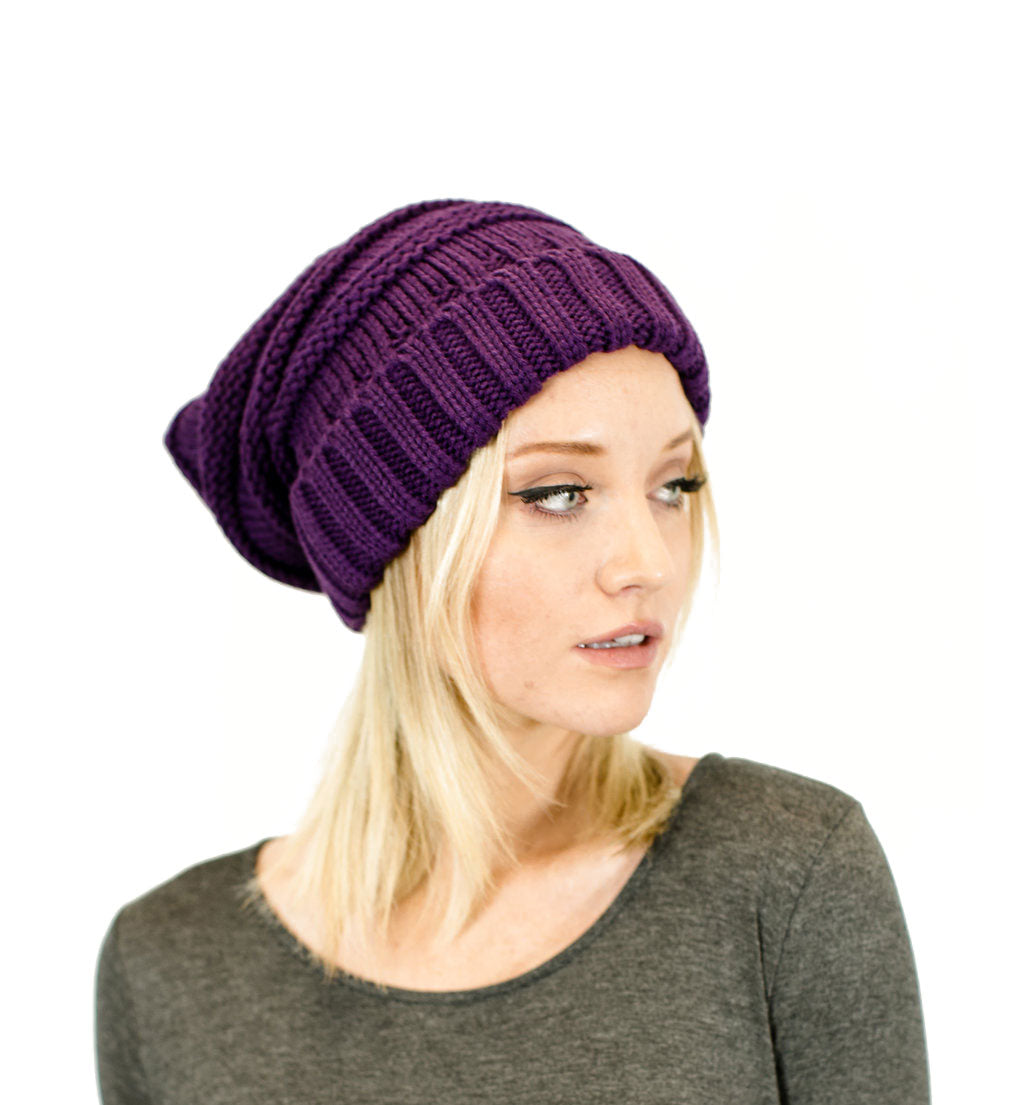 Unisex Solid Oversized Slouchy Knit Beanie