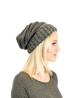 Unisex Two Toned Mix Knit Oversized Slouchy Beanie Hats- Niobe Clothing