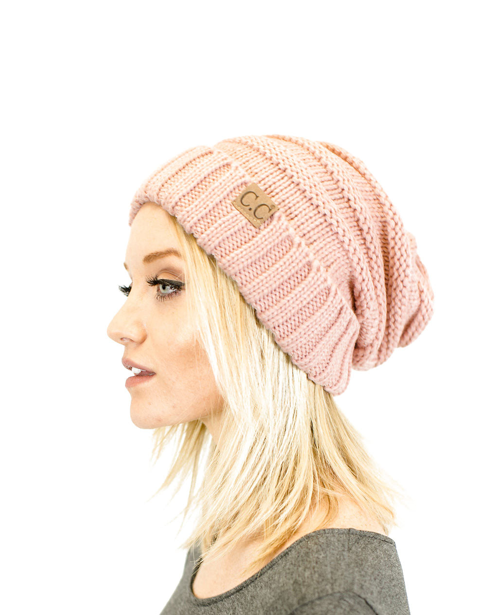 NioBe Unisex Slouchy Beanie - Oversized Soft Knit, Beige, One Size Fits Most, Stretchy & Warm