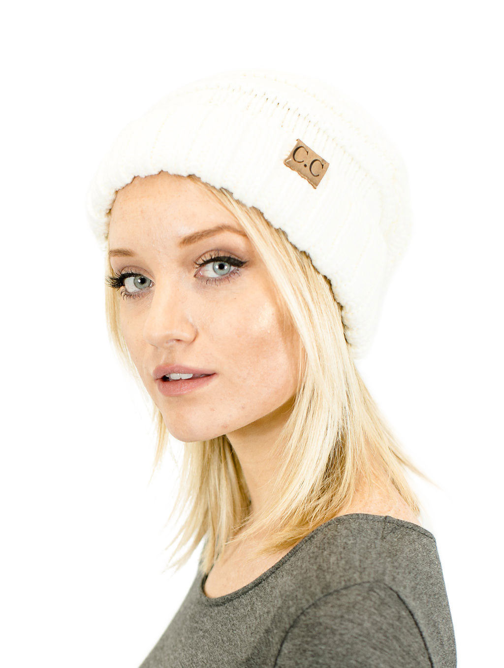 Unisex Solid Oversized Slouchy Knit Beanie