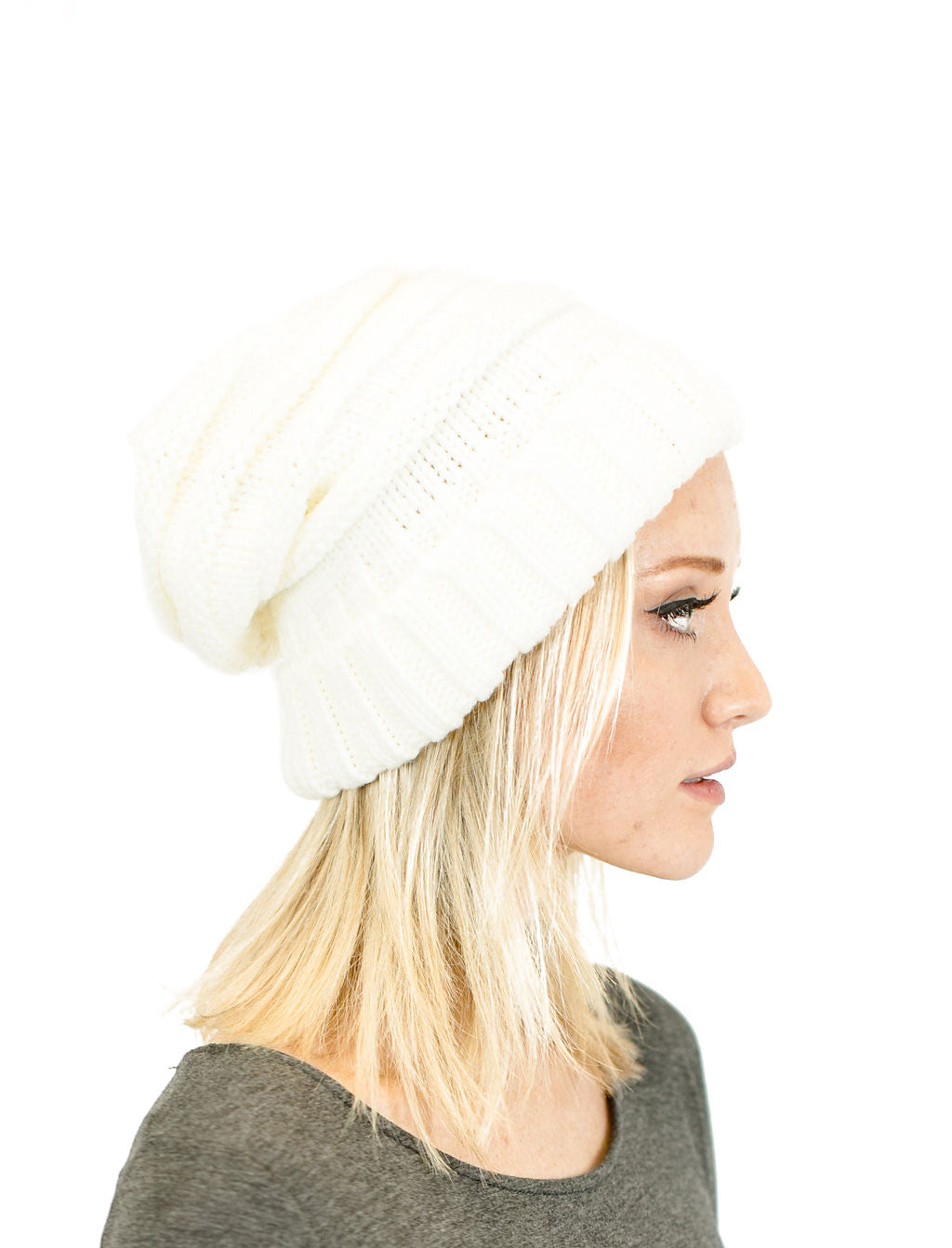Unisex Solid Oversized Slouchy Knit Beanie