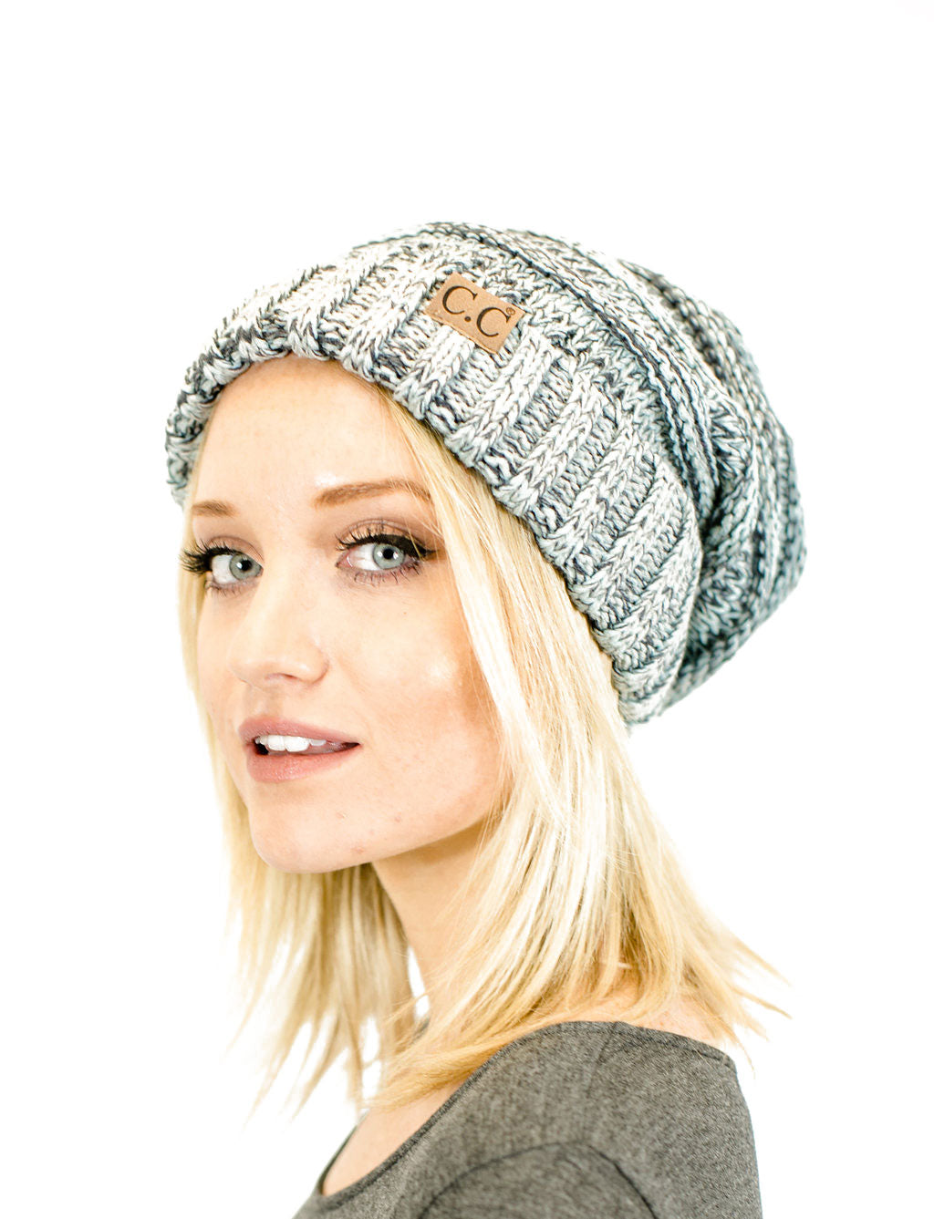 Unisex Solid Oversized Slouchy Knit Beanie