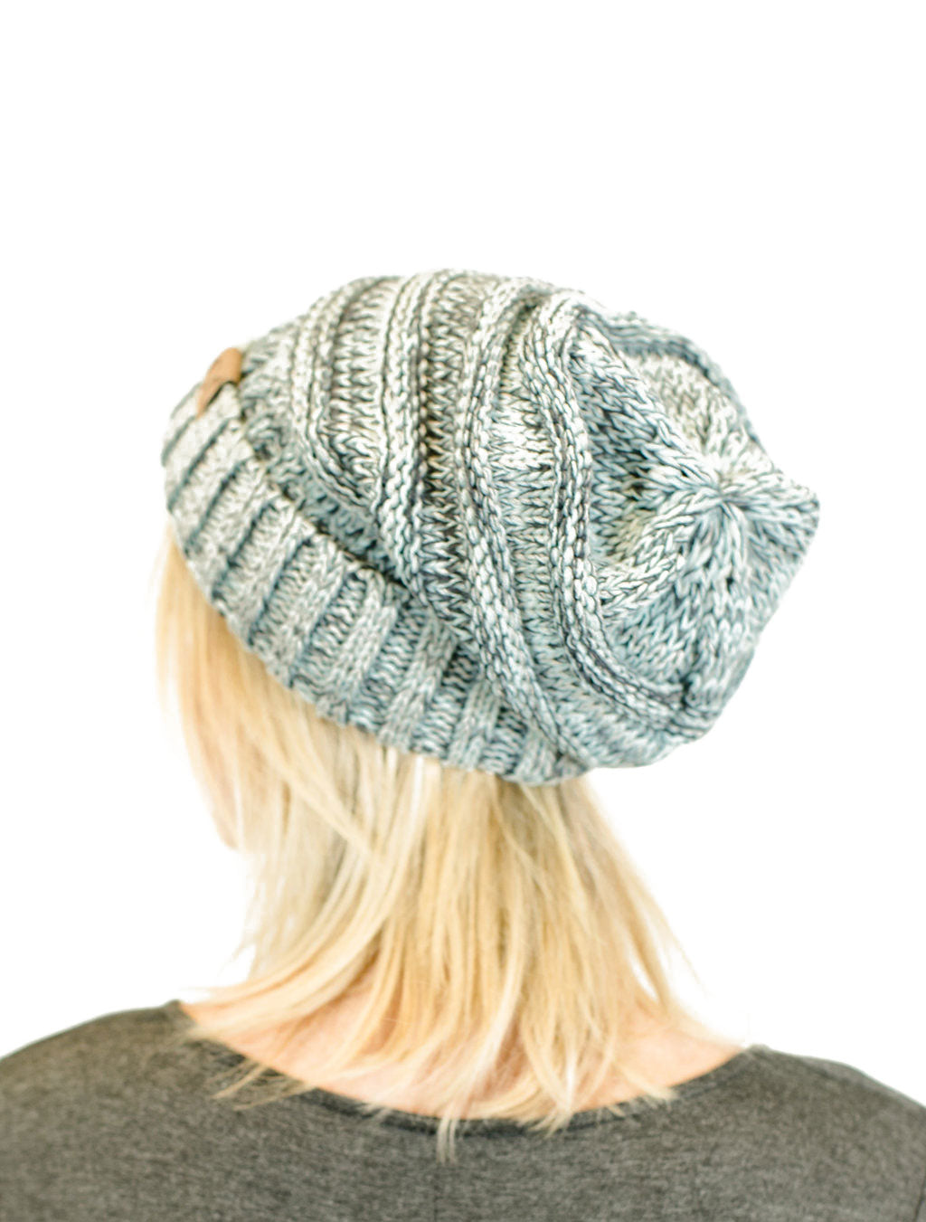 C.C. Unisex Two Toned Mix Knit Oversized Slouchy Beanie - Beanies Hats