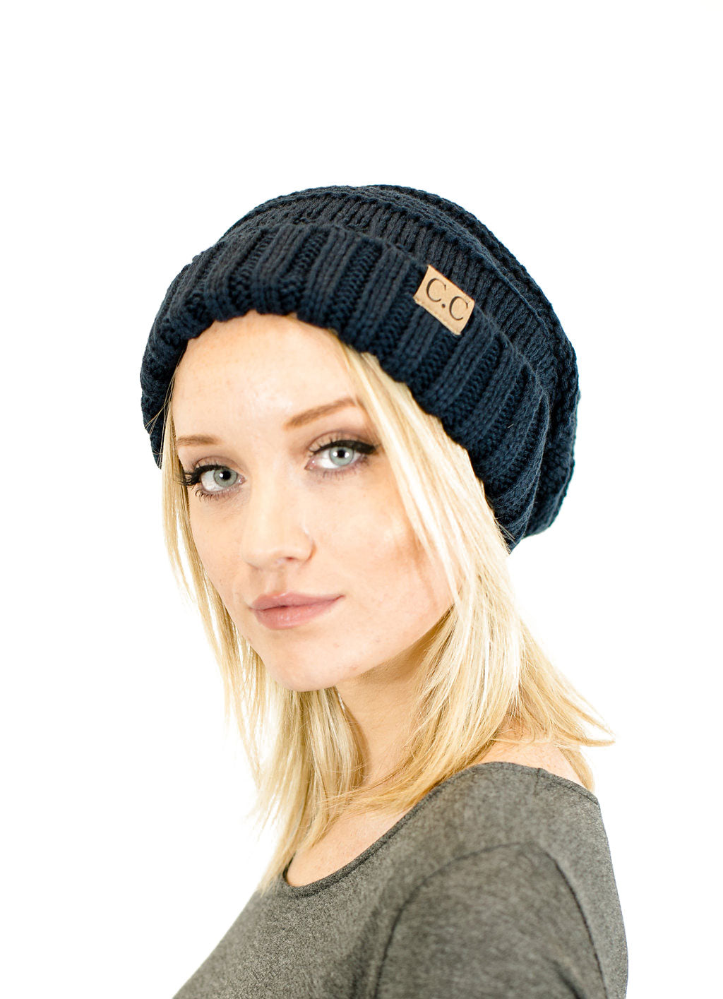 Unisex Solid Oversized Slouchy Knit Beanie