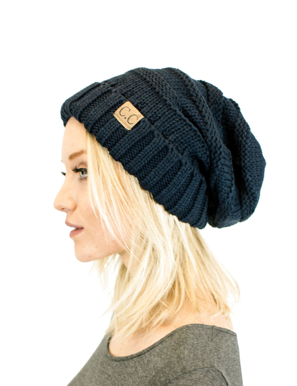 Unisex Solid Oversized Slouchy Knit Beanie