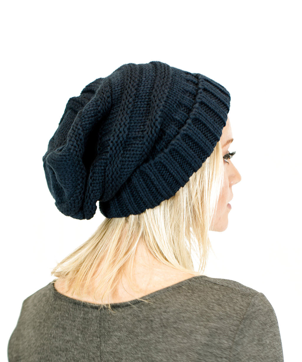 Unisex Solid Oversized Slouchy Knit Beanie