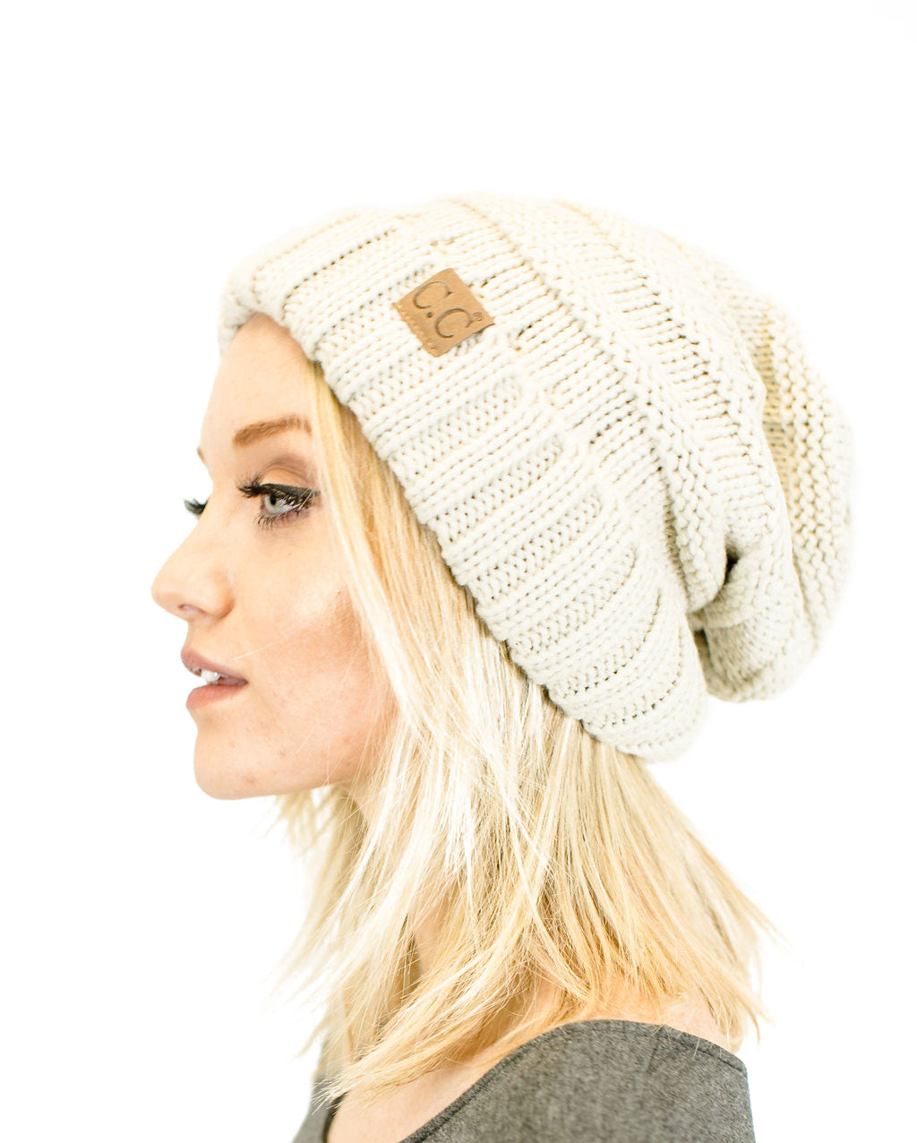Unisex Solid Oversized Slouchy Knit Beanie